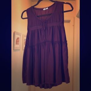Wine Red Sleeveless Blouse